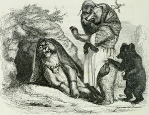 THE LIONESS AND SHE-BEAR. Fable by Jean de La Fontaine. Illustration by Grandville