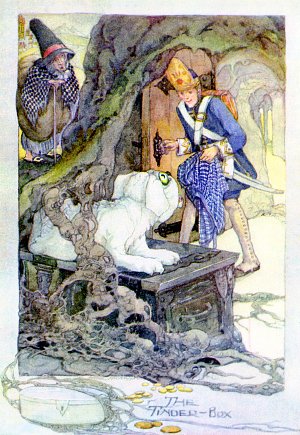 The Tinder-Box by H. C. Andersen (1805-1875).  Illustrated by Anne Anderson (1874-1930)