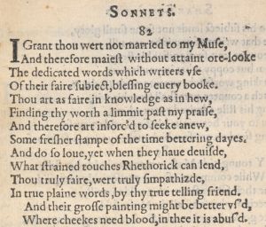 Sonnet 82. First edition of Shakespeare's Sonnets, 1609.
