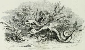 THE DRAGON WITH MANY HEADS, AND THE DRAGON WITH MANY TAILS. Fable by Jean de La Fontaine. Illustration by Grandville