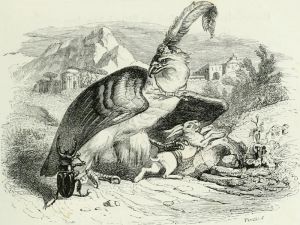 THE EAGLE AND THE BEETLE. Fable by Jean de La Fontaine. Illustration by Grandville