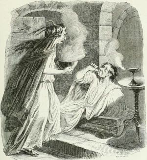 THE DRUNKARD AND HIS WIFE. Fable by Jean de La Fontaine. Illustration by Grandville