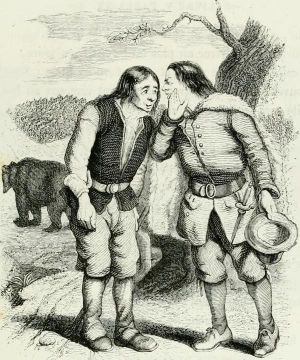 THE BEAR AND THE TWO FRIENDS. Fable by Jean de La Fontaine. Illustration by Grandville