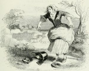 THE MILK-MAID AND THE MILK-PAIL. Fable by Jean de La Fontaine. Illustration by Grandville