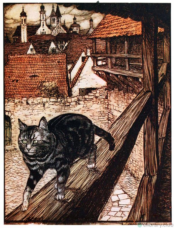 Cat and Mouse in Partnership by the Brothers Grimm. Illustrated by Arthur Rackham (1867-1939)