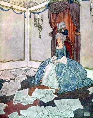 There lives a princess, who is so wonderfully clever that she has read all the newspapers in the world, and forgotten them too, although she is so clever. The Snow Queen by Hans Christian Andersen (1805-1875). Illustrated by Edmund Dulac, 1911