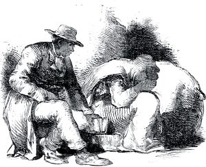 Tom drew near, and tried to say something; but she only groaned. Uncle Tom′s Cabin; or, Life Among the Lowly by Harriet Beecher Stowe (1852). Illustrated by Hammatt Billings (1853)