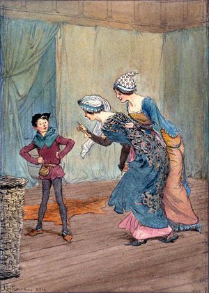You little Jack-a-Lent, have you been true to us? The Merry Wives of Windsor by William Shakespeare (1597). Illustrated by Hugh Thomson (1910)